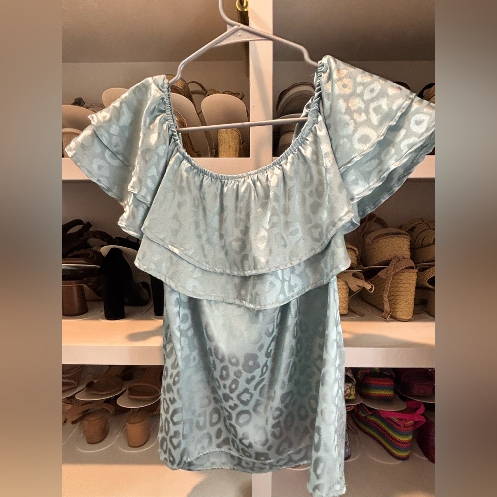 Light Blue Ruffled Women's Top